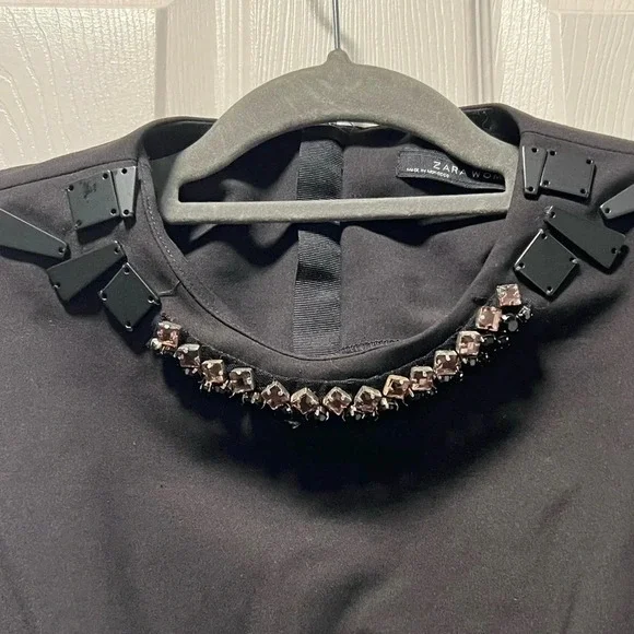 ZARA Women’s Peplum Jeweled Sleeveless Top Medium - Picture 3 of 6